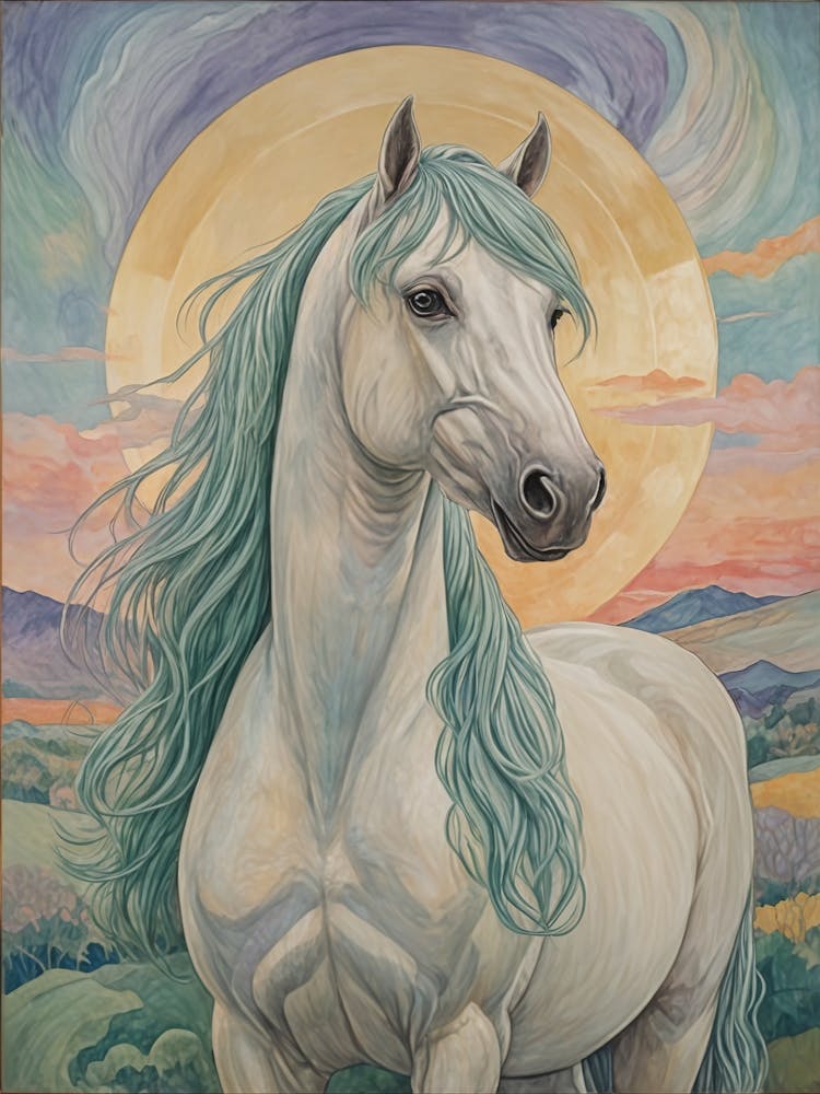 White Horse With Blue Mane no1