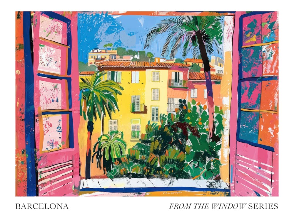 Barcelona From The Window Series Poster Painting 1