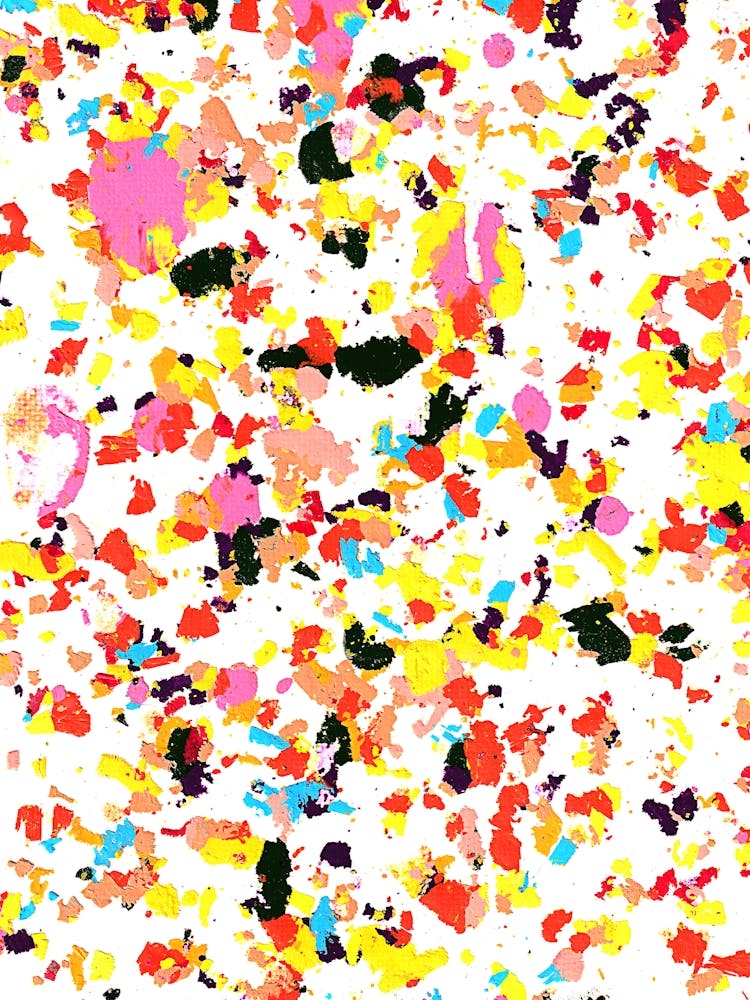 Abstract Modern Art, Splatters Painting with Oil Pastel Color