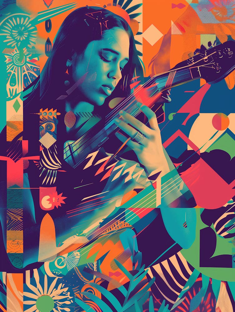Woman Playing A Guitar