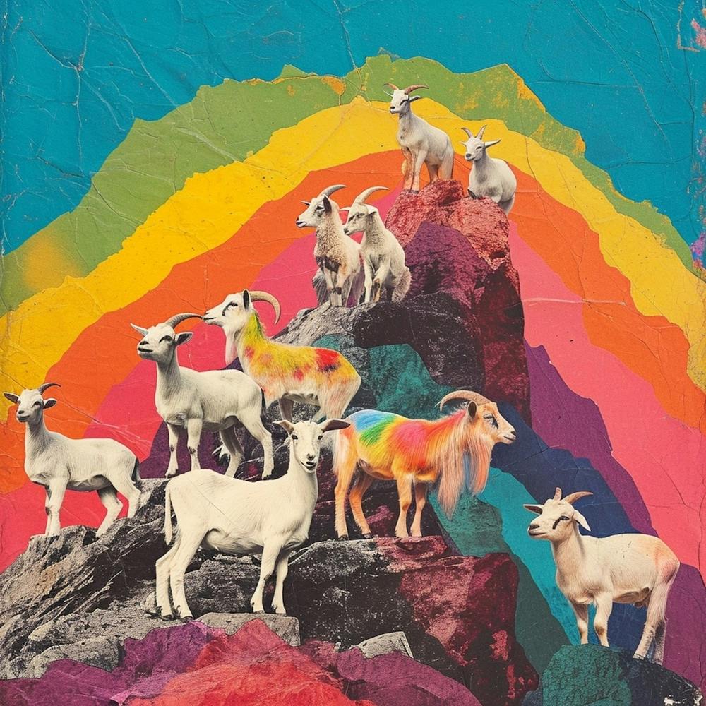 Mountain Goat Rainbow Collage 2