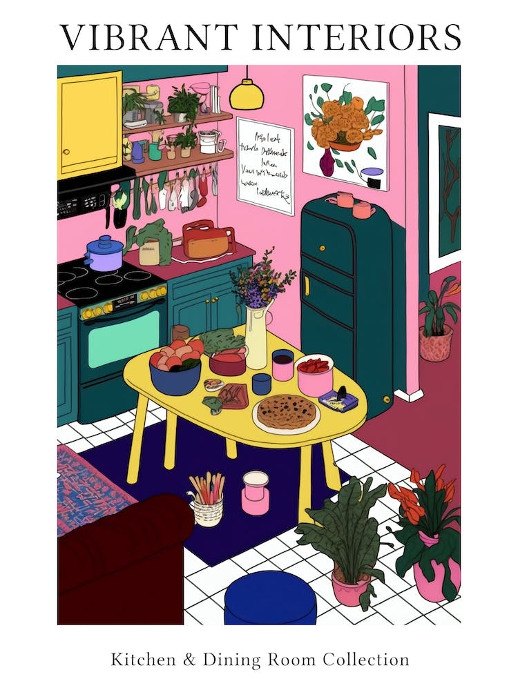 Vibrant Interiors Kitchen And Dining Room Illustration 2