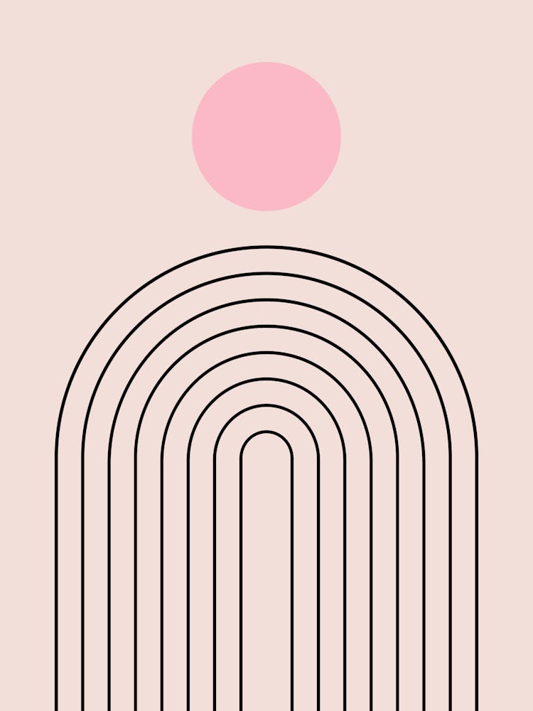 Mid Century Modern | 05 - Sun And Rainbow Blush Pink