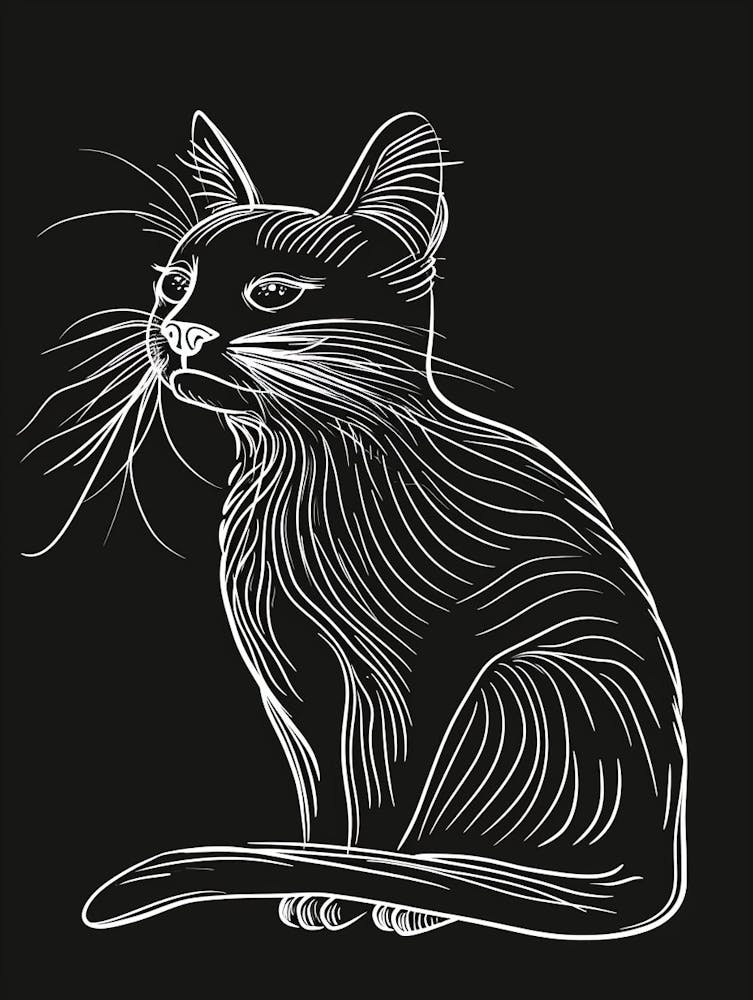 Manx Cat Minimalist Illustration 3