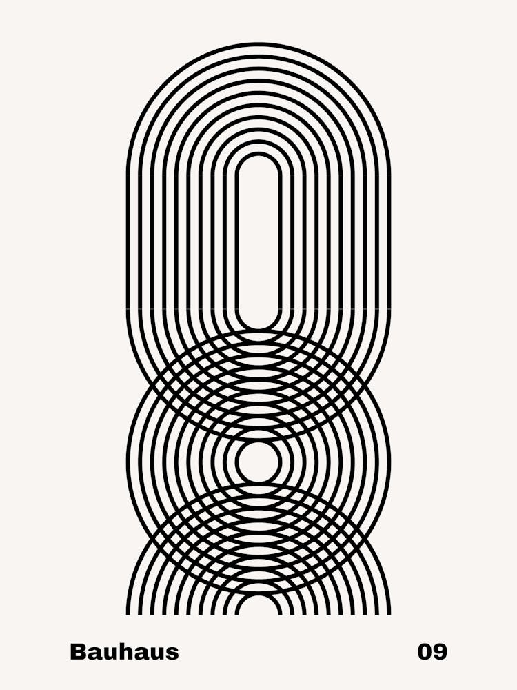 Geometric Bauhaus Poster B&W 9