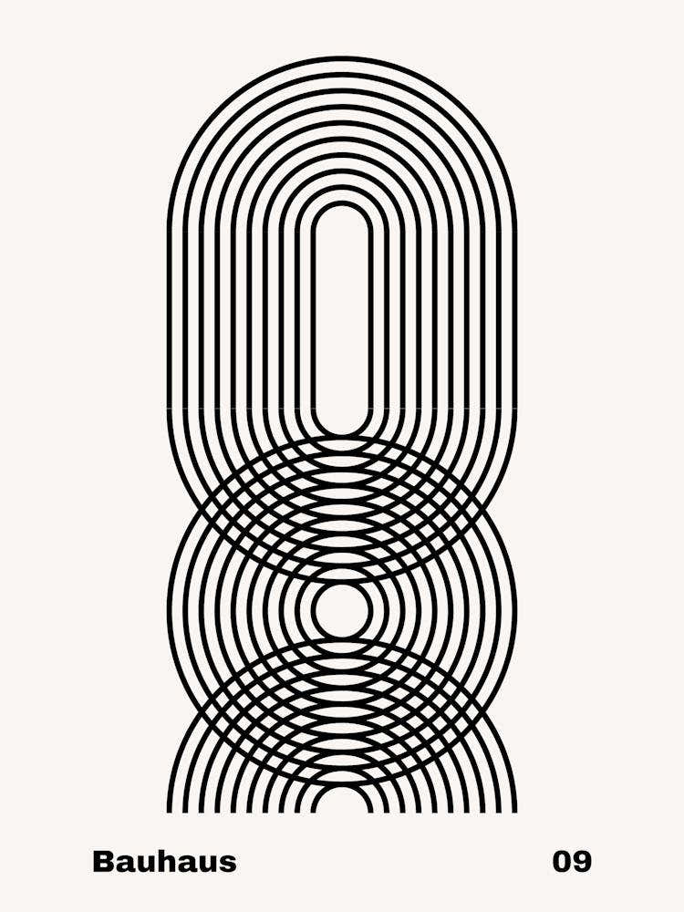 Geometric Bauhaus Poster B&W 9
