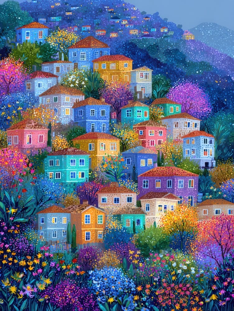 Colorful Houses On A Hill