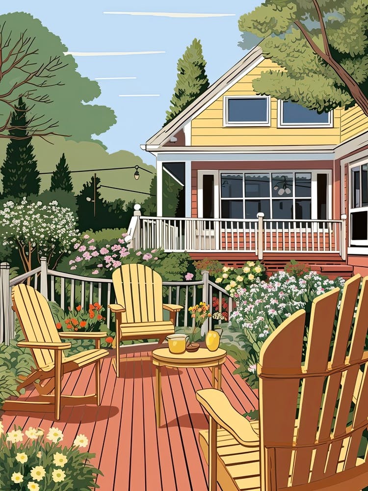 The Hamptons New York, Usa, Graphic Illustration 3