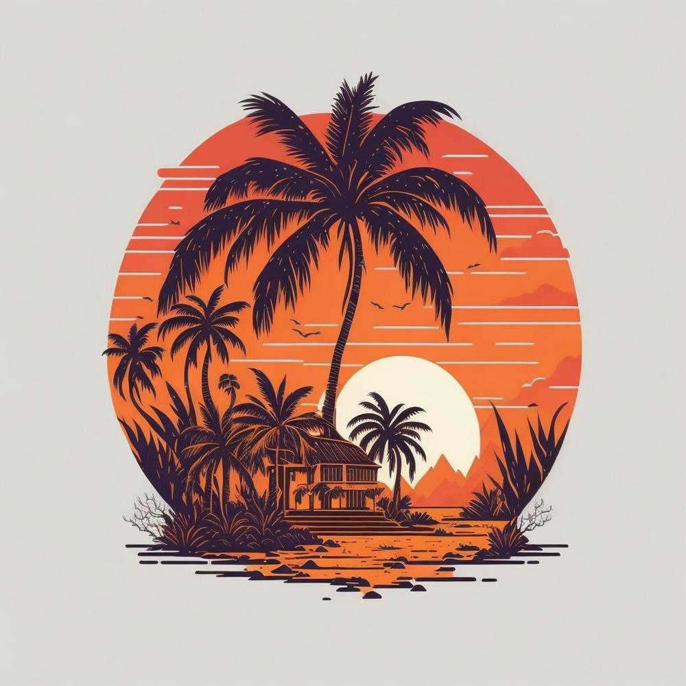 Coucher De Soleil Avec Palmiers
