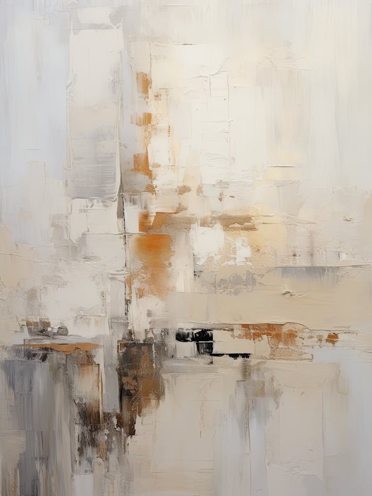 Beige And Brown Abstract Raw Painting 3