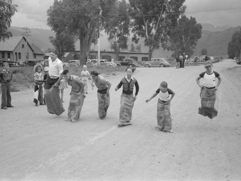 Boys Sack Race, Labor Day Celebration, Ridgway, Colorado By Russell Lee