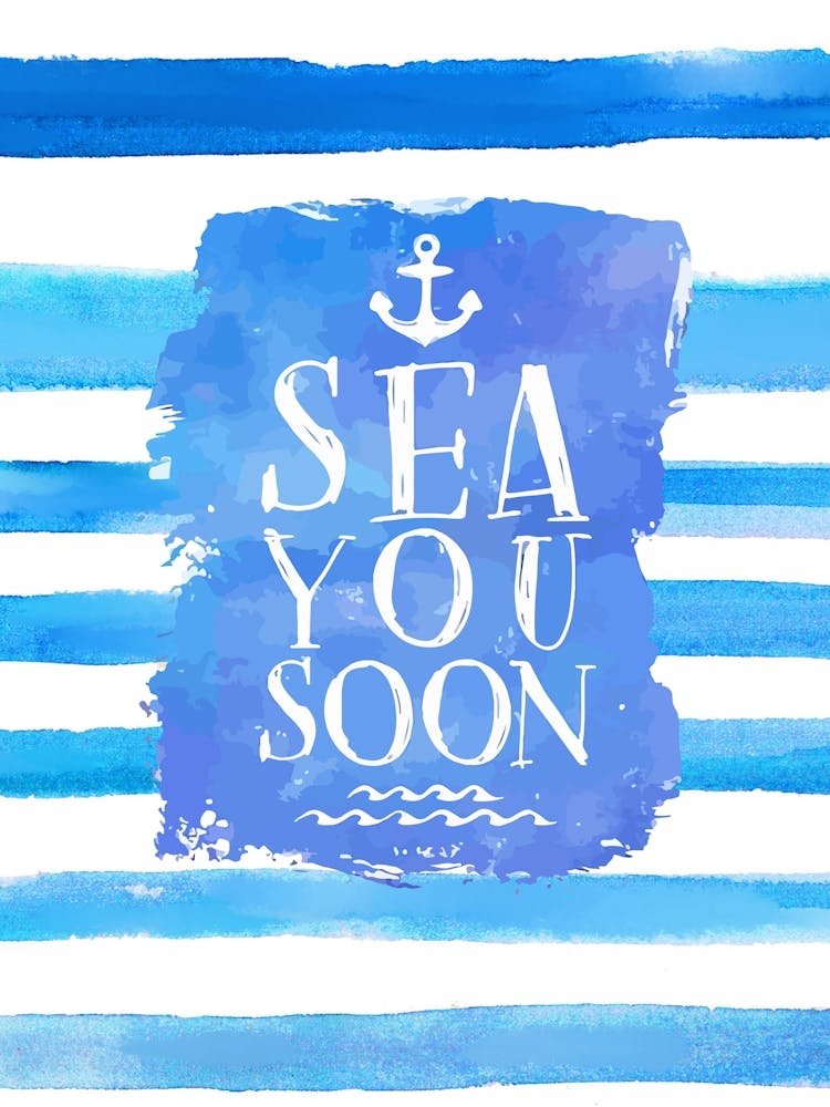 Sea you soon - travel poster, vector art, positive tropical motivation 13