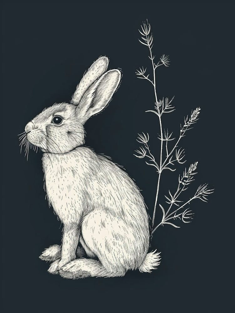 American Sable Rabbit Minimalist Illustration 1