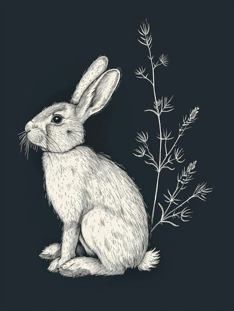 American Sable Rabbit Minimalist Illustration 1
