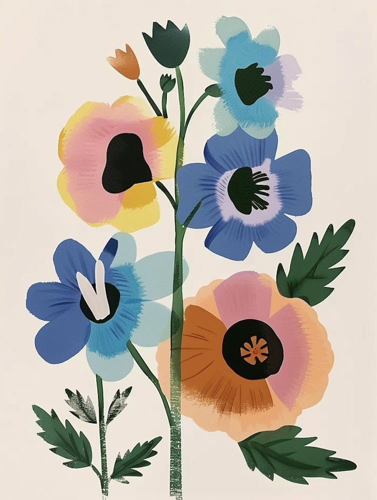 Painted Florals Hollyhock