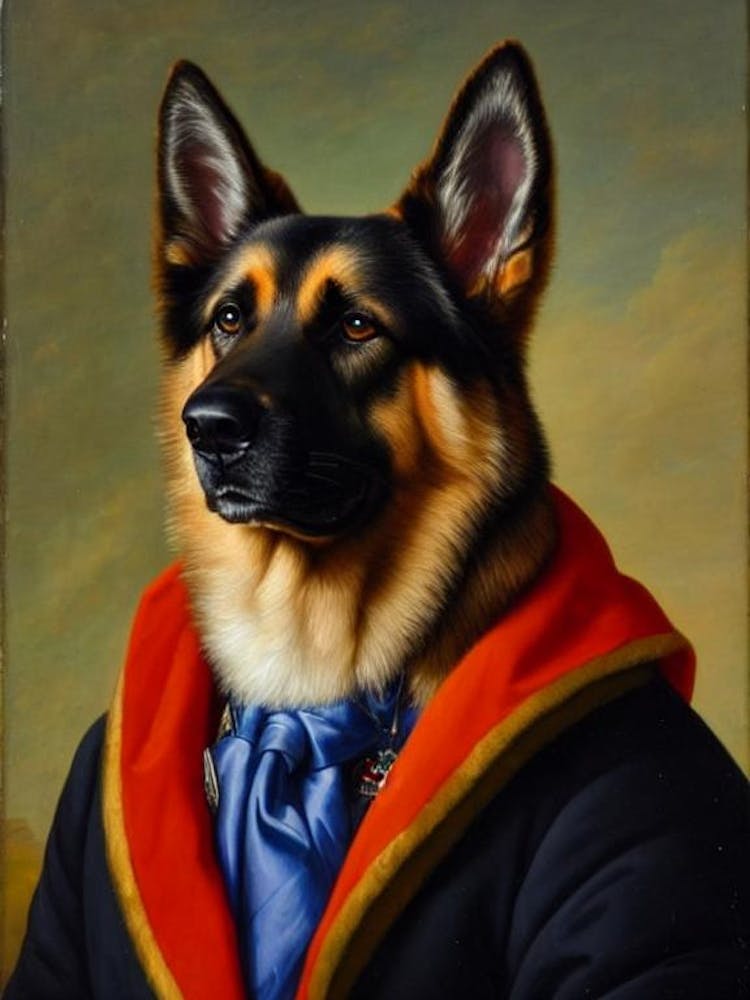 German Shepherd 3   Renaissance Portrait Oil Painting