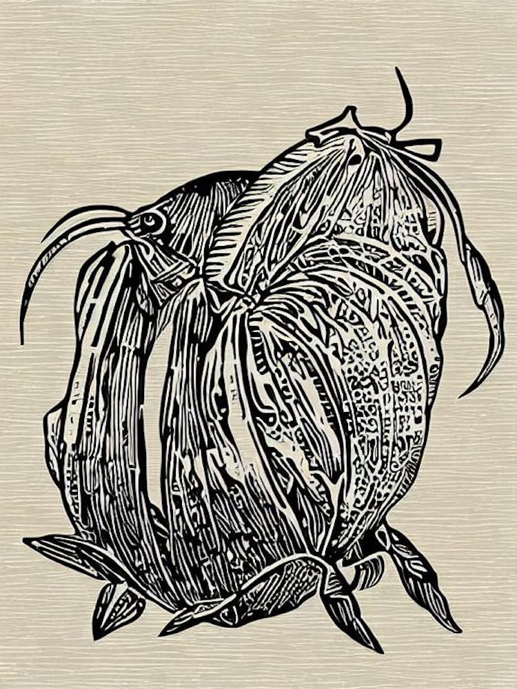 Hermit Crab Linocut