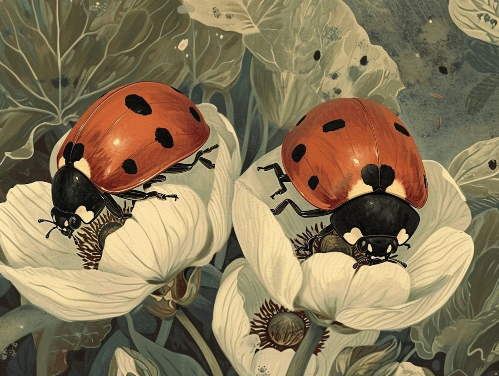 Floral Animal Illustration Ladybug 2