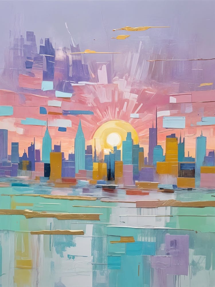 Abstract Sunset City Skyline