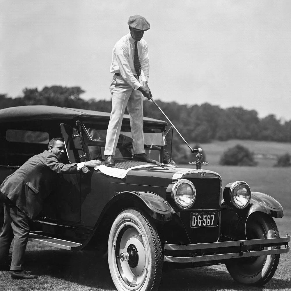 Golfer And His Car