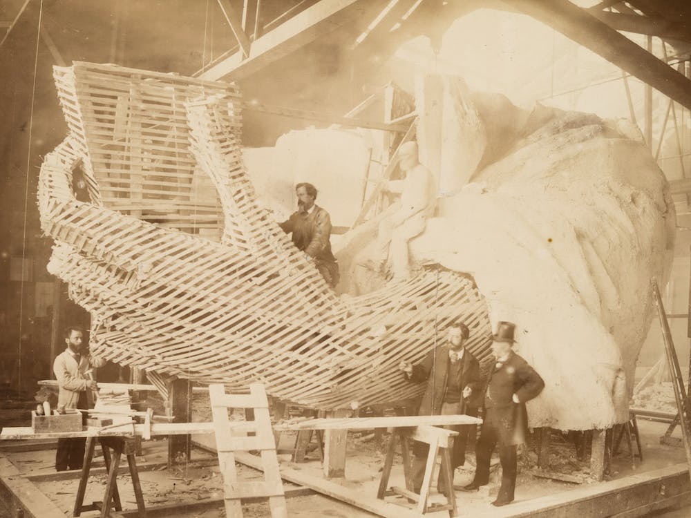 Construction Of The Skeleton And Plaster Surface Of The Left Arm And Hand Of The Statue Of Liberty 1883