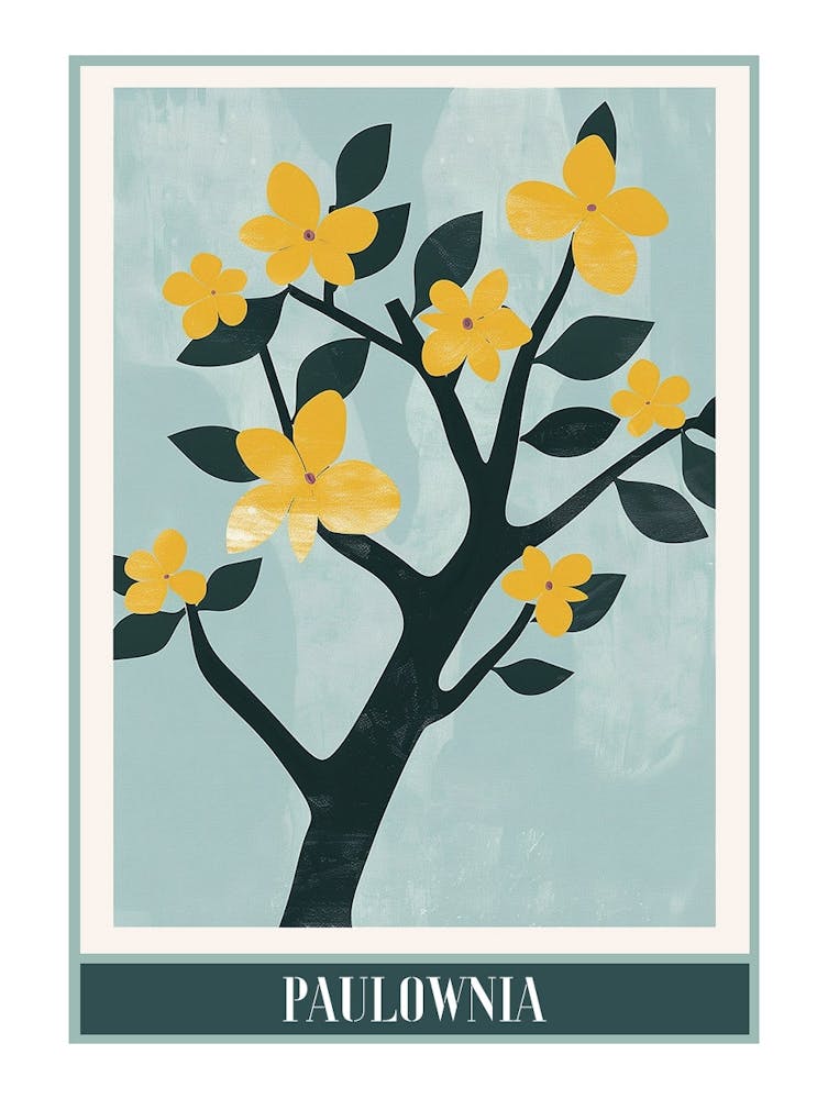 Paulownia Tree Illustration Flat 3 Poster