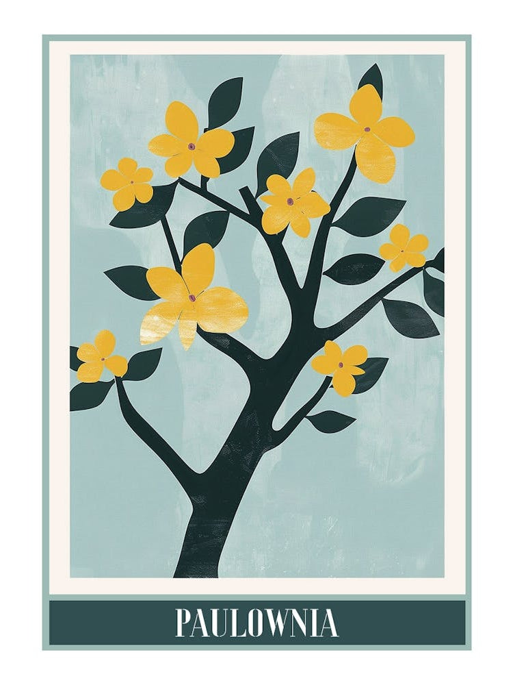 Paulownia Tree Illustration Flat 3 Poster