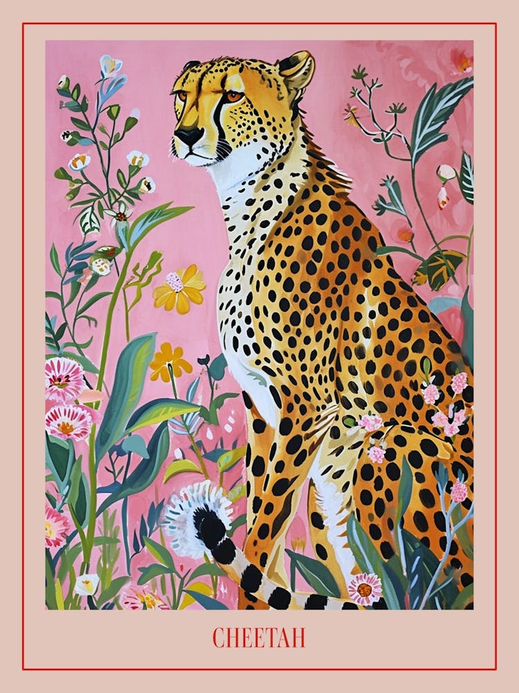 Floral Animal Painting Cheetah 2 Poster