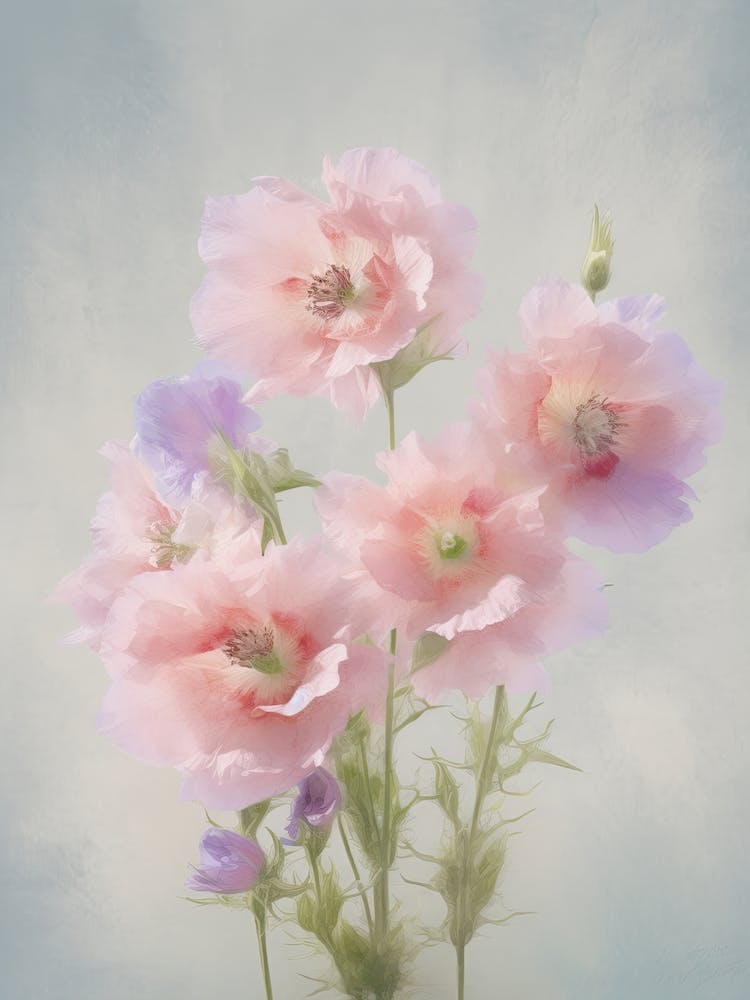 Delphinium Flowers Acrylic Painting In Pastel Colours 1