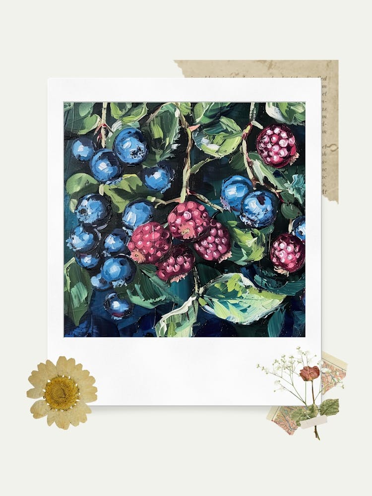 Scrapbook Blueberries Fairycore Painting 3