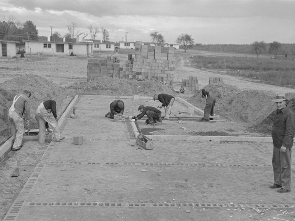 Laying Foundation In Construction Of Houses, Hightstown, New Jersey By Russell Lee