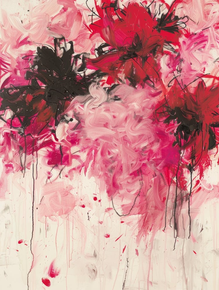 Flowers In Black And Red