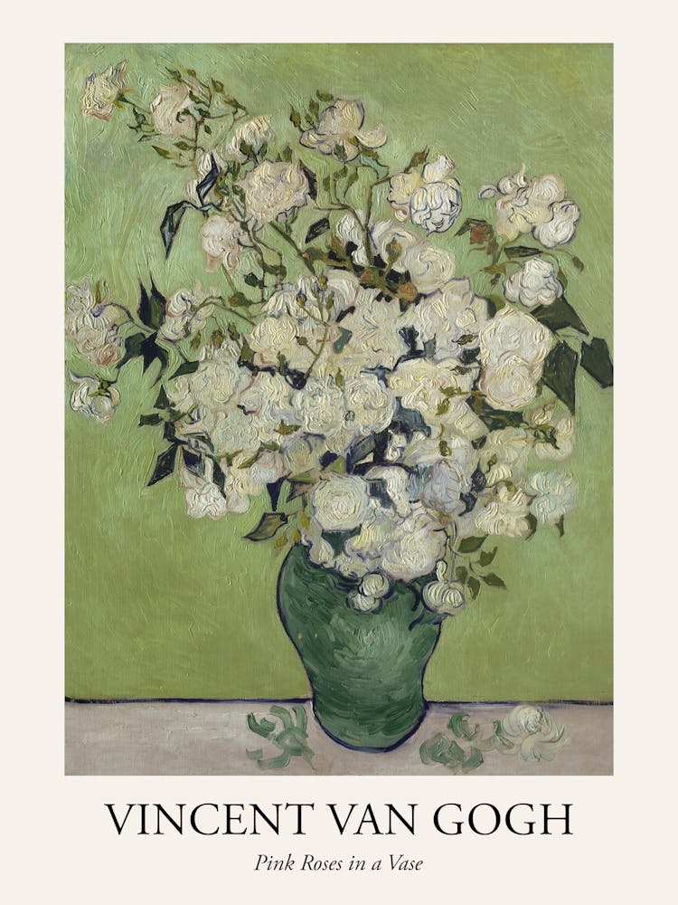 Pink Roses In A Vase, Vincent Van Gogh Poster