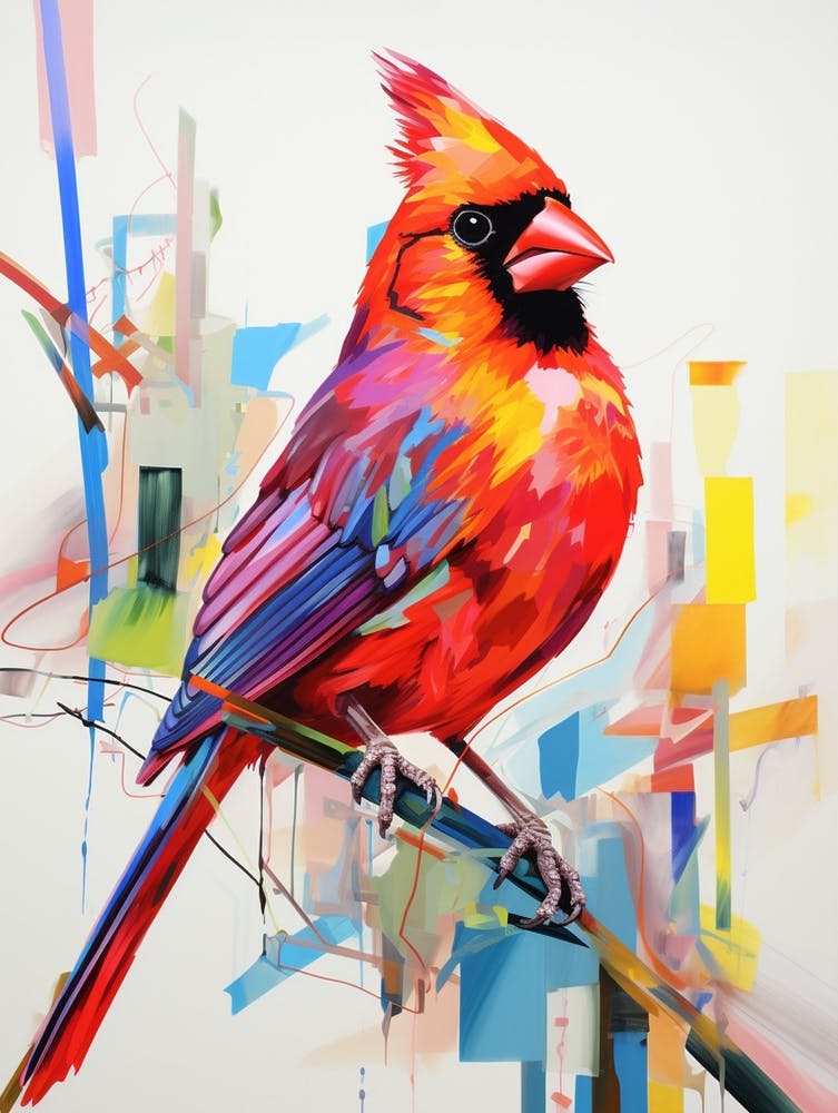 Colourful Bird Painting Northern Cardinal 2