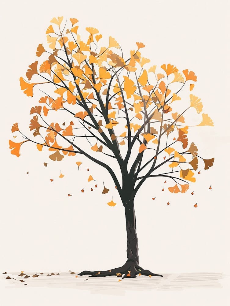 Ginkgo Tree Pixel Illustration 2
