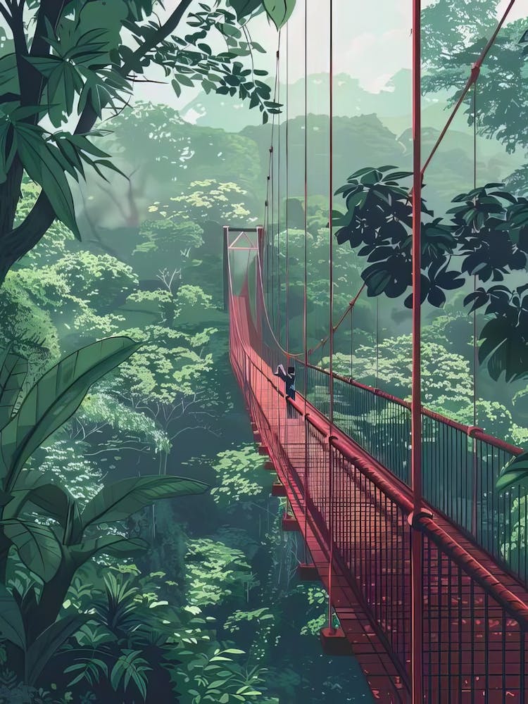 Costa Rica Print Costa Rica Illustration Rainforest Print Nature Print Costa Rica Gift Costa Rica Travel Gift(1)