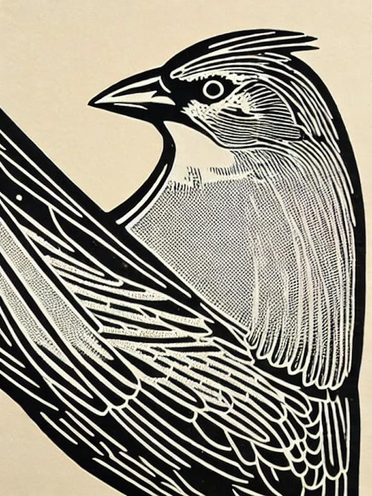 Northern Cardinal 2 Linocut Bird