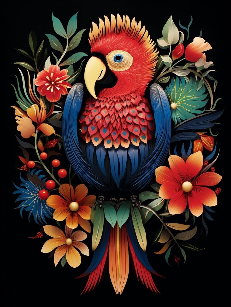 Folk Bird Illustration Macaw 2