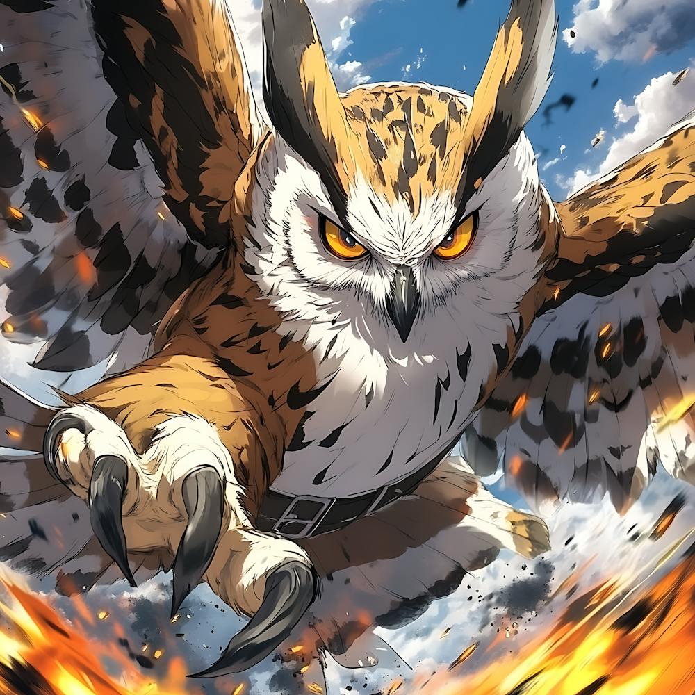 Aggressive Anime Owl Artwork Painting 2