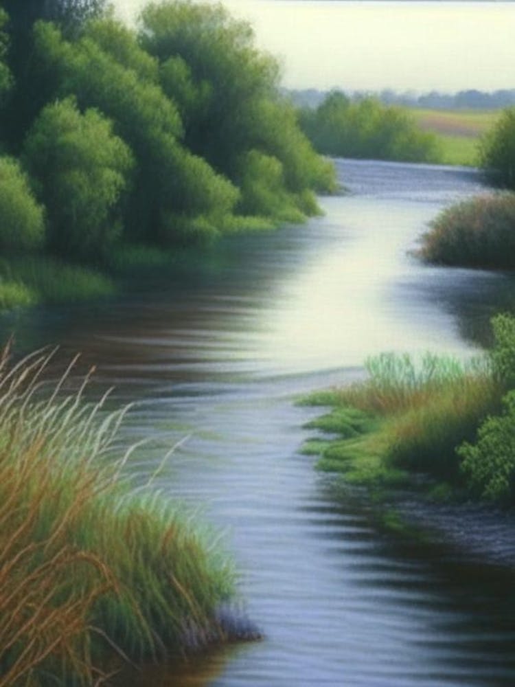 River Current Landscapes Waterscape Crayon 3