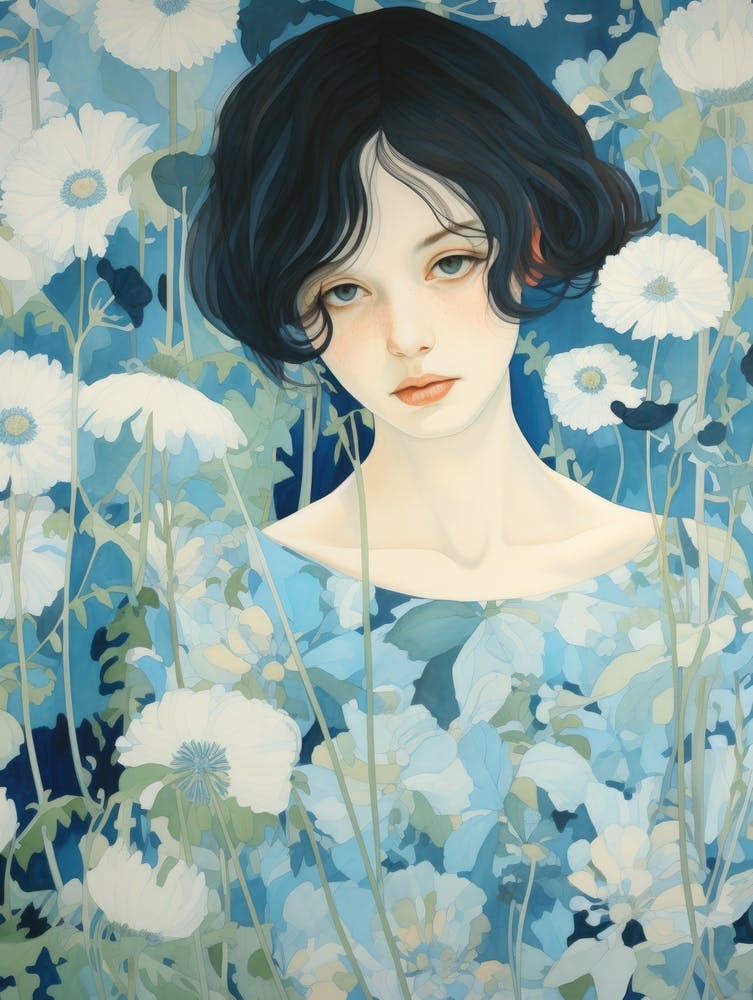 Girl In Blue Flowers