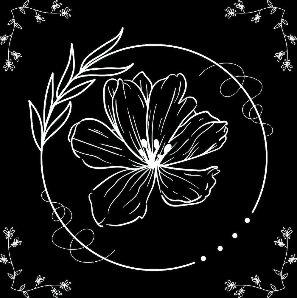 Floral Black & White Abstract Design
