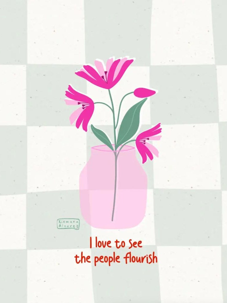 flores en jarron con frase