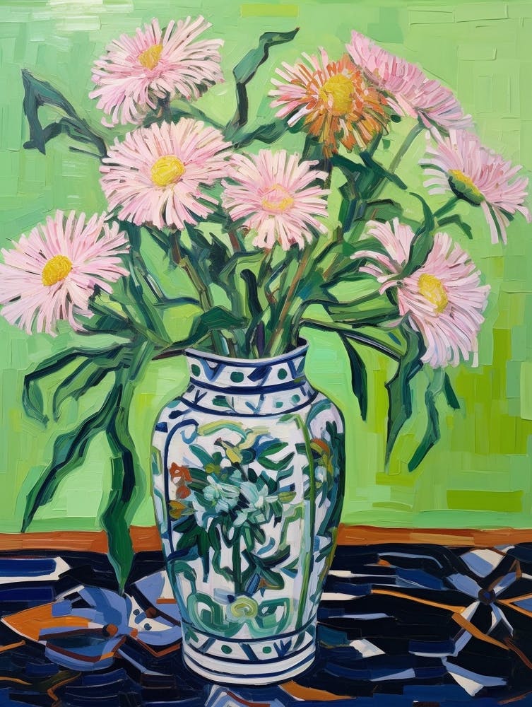 Flowers In A Vase Still Life Painting Asters 7