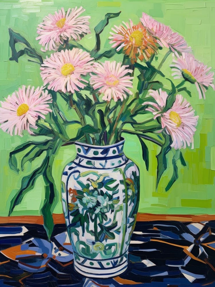 Flowers In A Vase Still Life Painting Asters 7