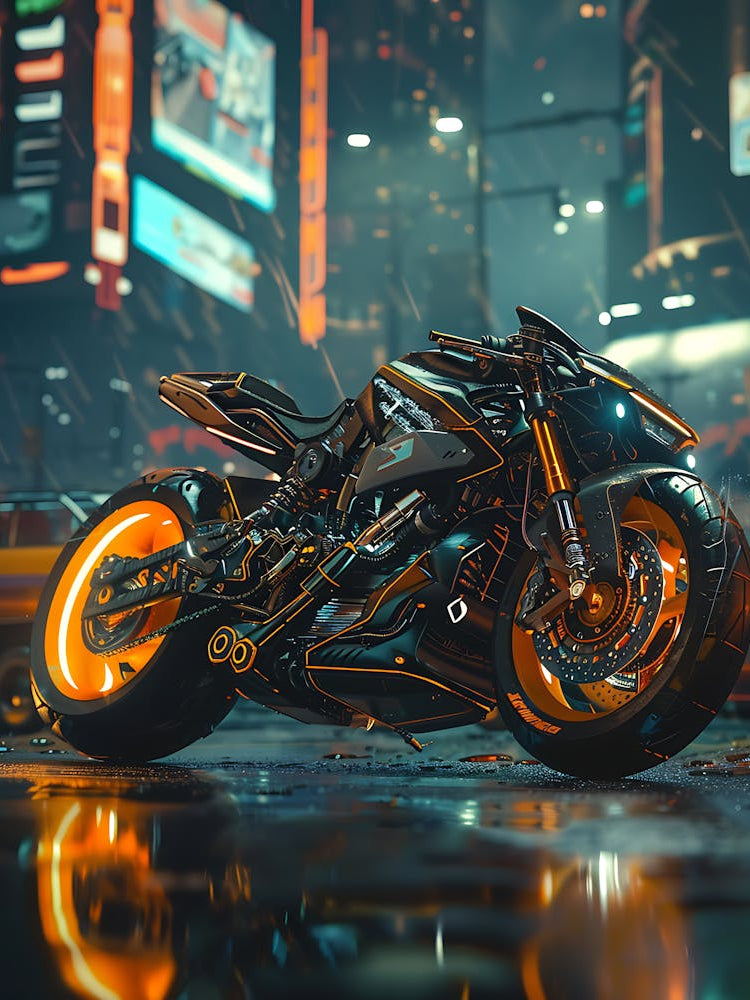 Motorcycle In The Rain 4