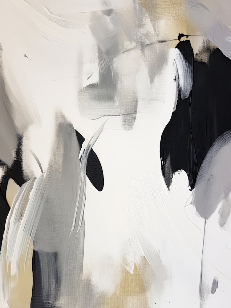 Abstract Brush Strokes Black White Neutrals 2
