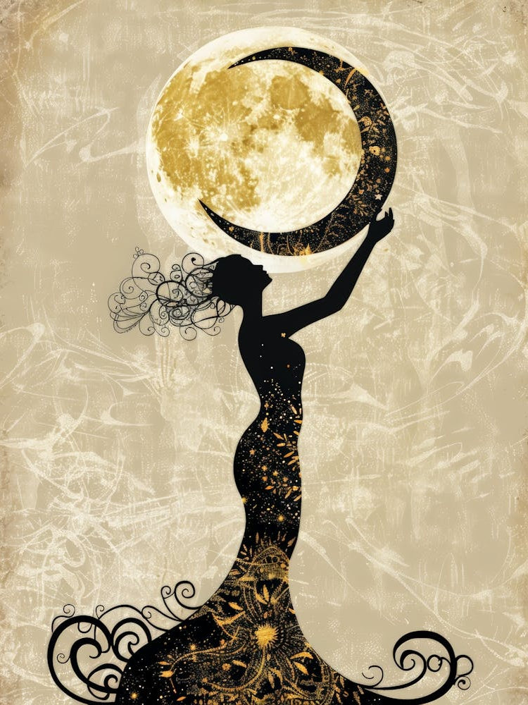 Woman Holding A Moon