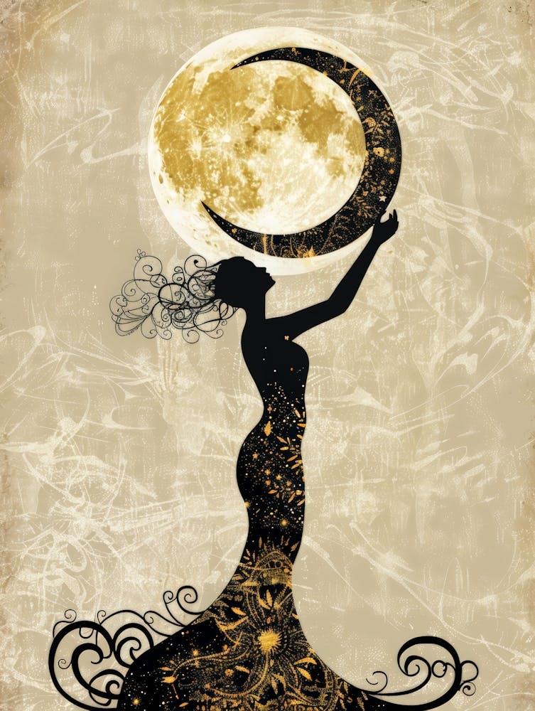 Woman Holding A Moon