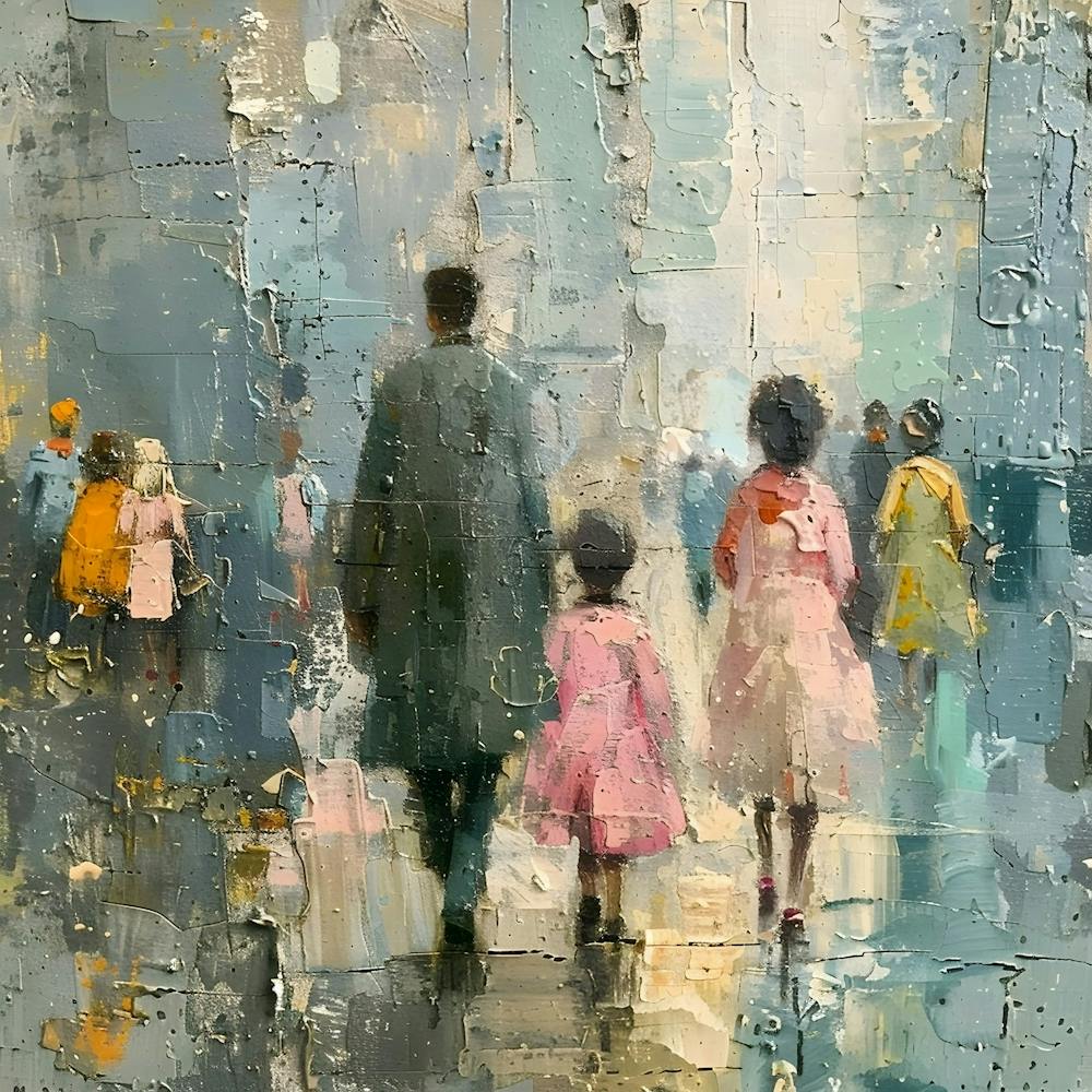 Family Walking In The Rain, Abstract Expressionism, Minimalism, and Neo-Dada